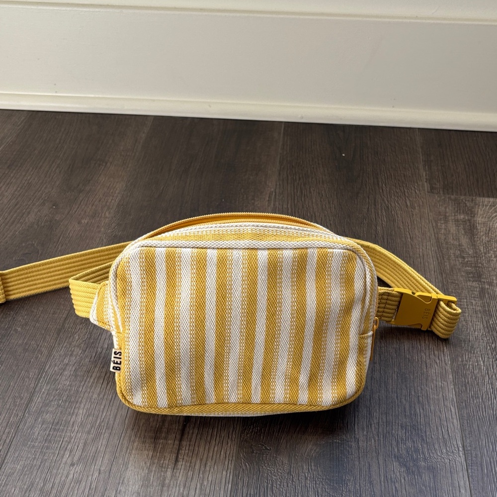 Yellow and White Striped Belt Bag